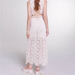 Maje BEADED CROCHET MAXI DRESS